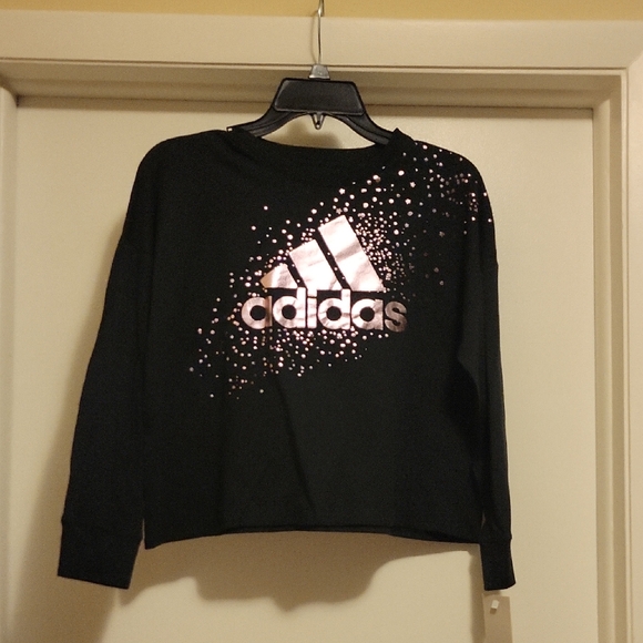 adidas Other - NWT: adidas Girls CrewNeck Long Sleeve Graphic Tee With Foil Logo & Purple Stars